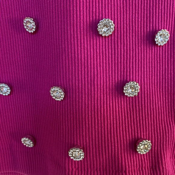 PINK DOT Rhinestone Ribbed Crop Tank Top - Picture 2 of 4